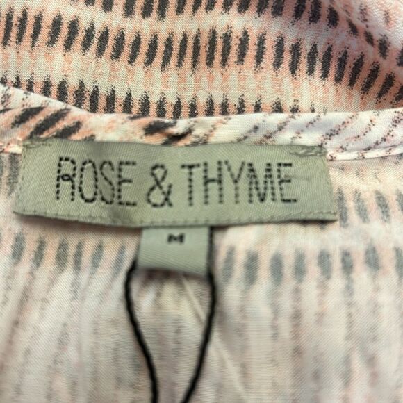 Rose & Thyme pink white patterned cap sleeve blouse Size M New - Picture 9 of 11